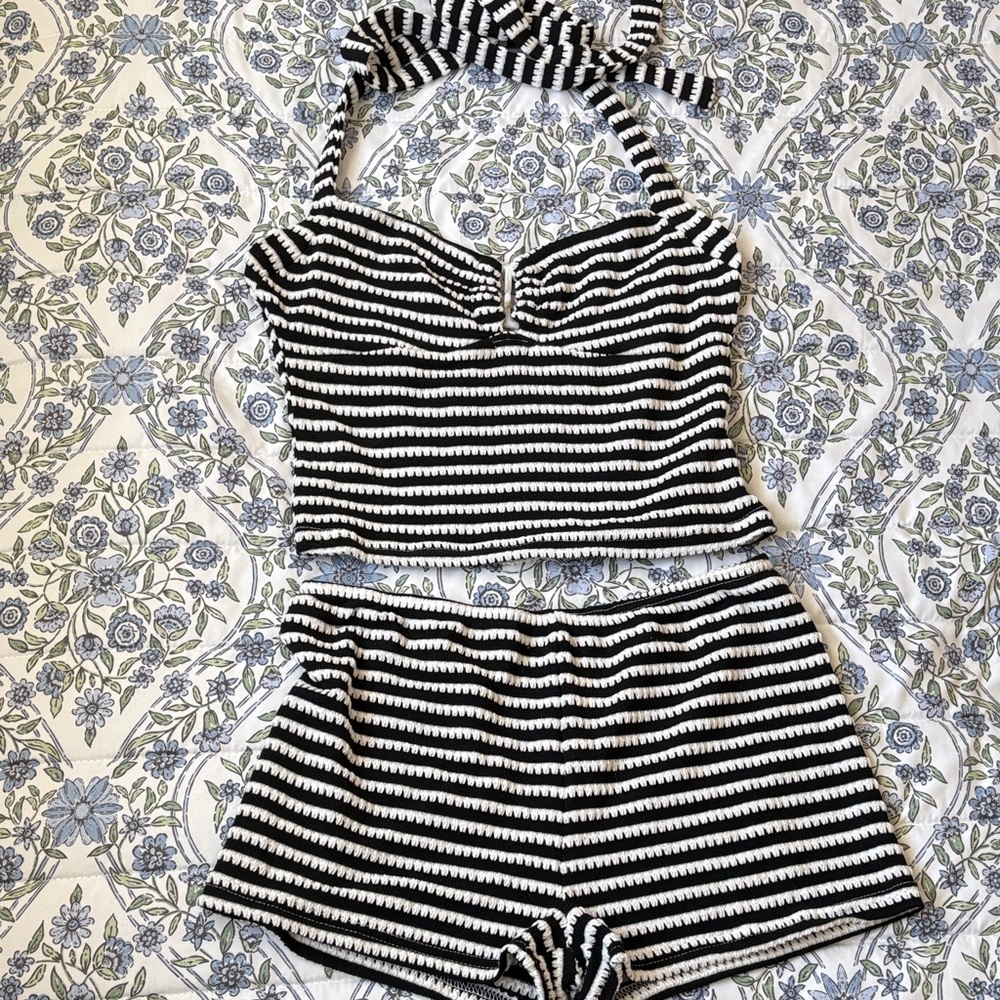 SHEIN Black and White Striped Tank Top